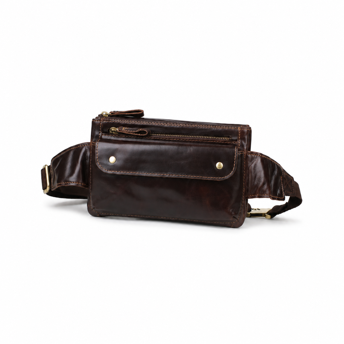 Vintage Dark Brown Leather Waist Bag-3