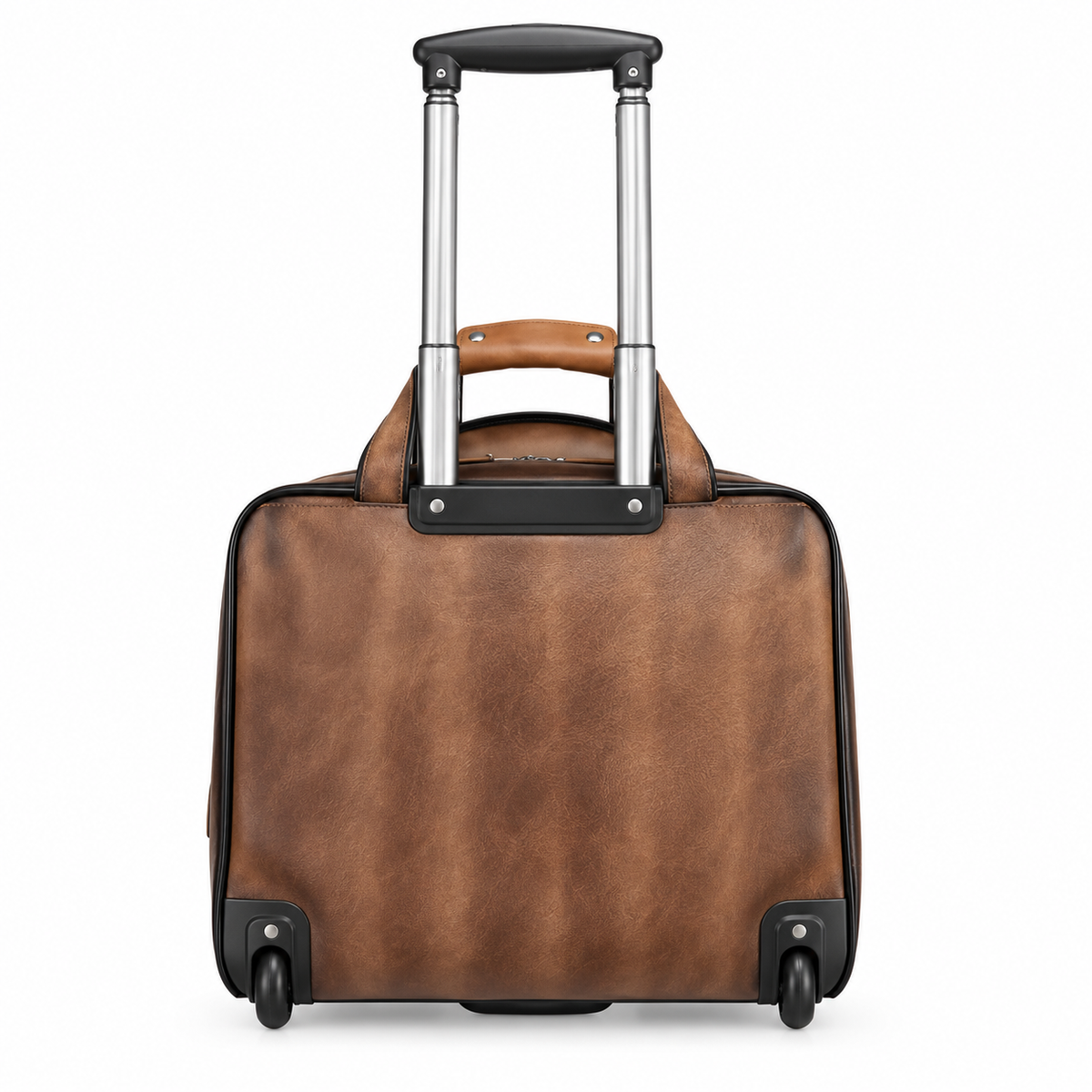 Vintage Brown Rolling Business Travel Bag-3