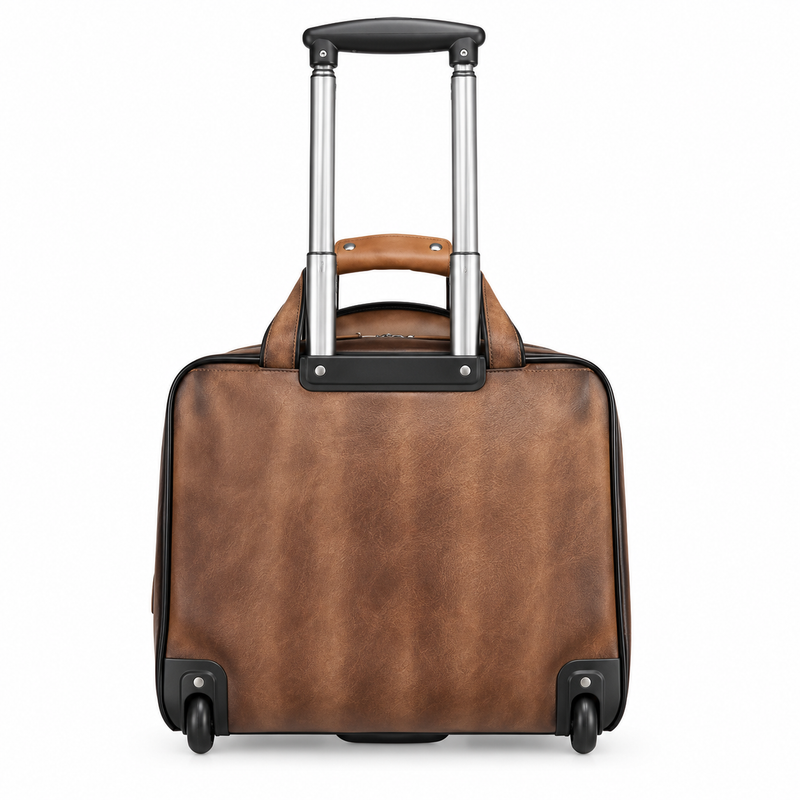Vintage Brown Rolling Business Travel Bag-3