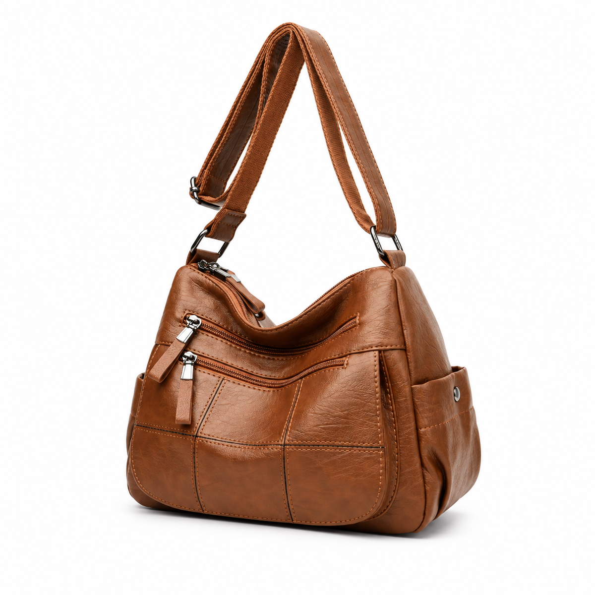Classic Brown Multi Pocket Crossbody Bag-4