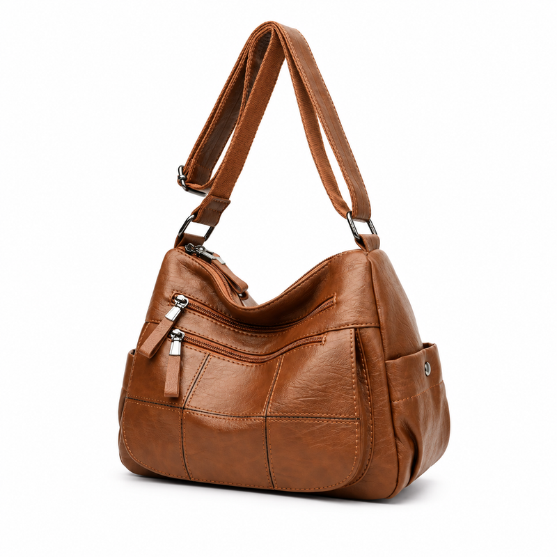 Classic Brown Multi Pocket Crossbody Bag-4