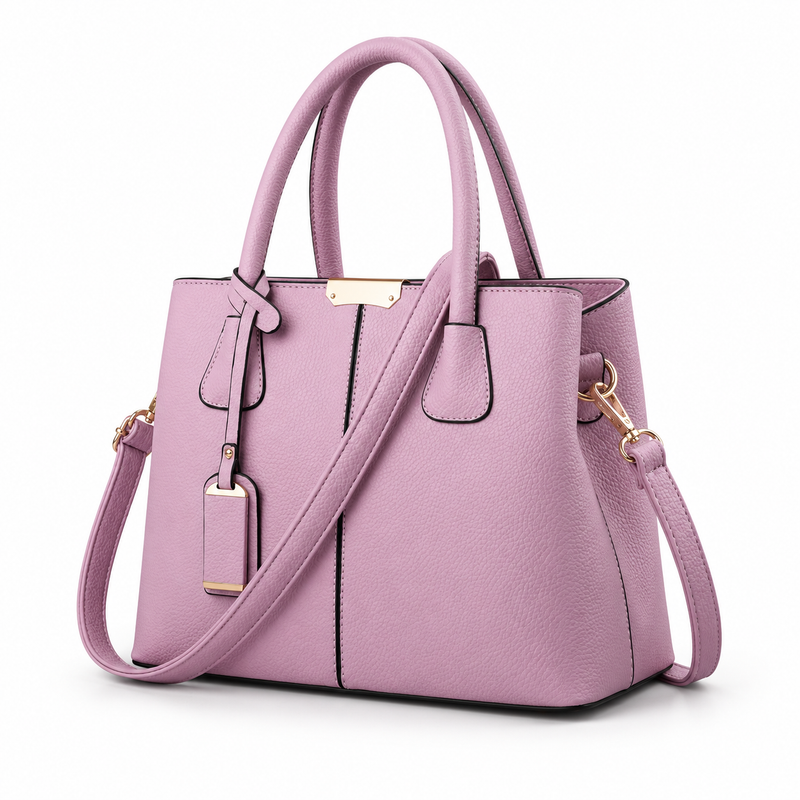 Elegant Lilac Textured Tote Shoulder Bag-3