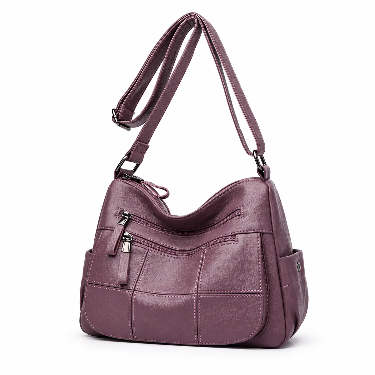 Elegant Mauve Multi Pocket Crossbody Bag-4
