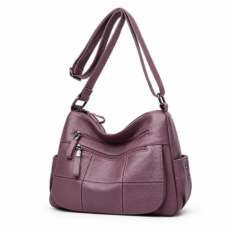 Elegant Mauve Multi Pocket Crossbody Bag-4