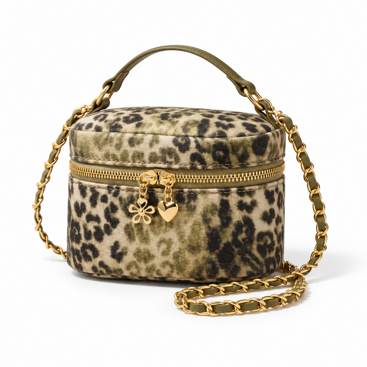 Apricot Leopard Print Crossbody Charm Bag-3
