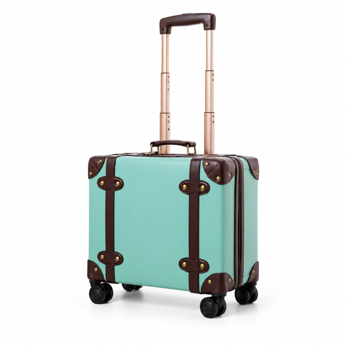 Mint Green Vintage Style Spinner Suitcase-3