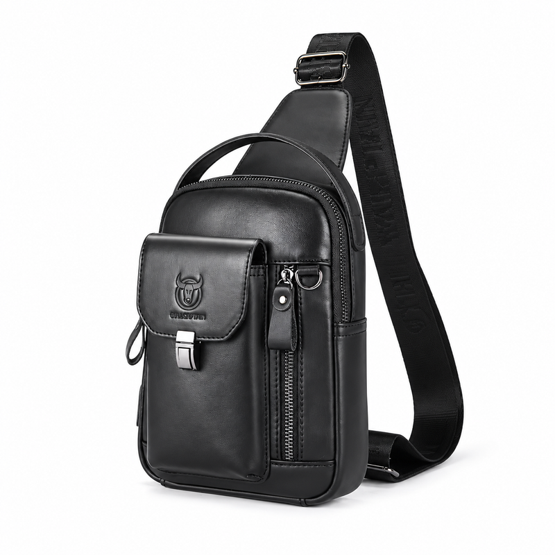 Black Sling Bag With Multiple Pockets-3