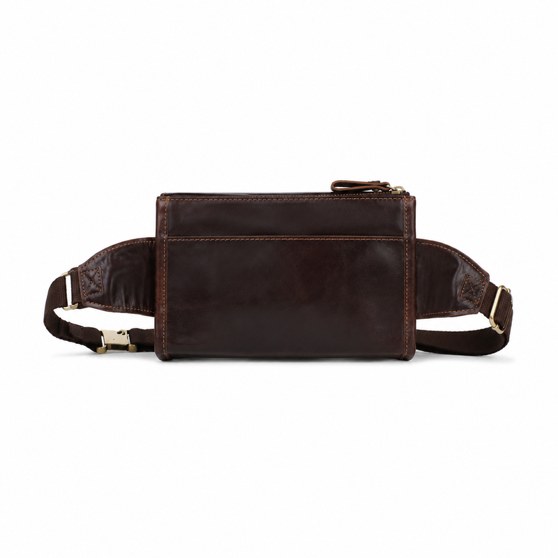 Vintage Dark Brown Leather Waist Bag-4