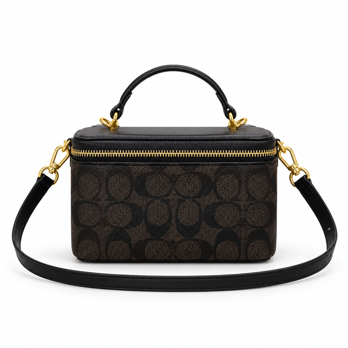 Elegant Black Monogram Box Crossbody Bag-2