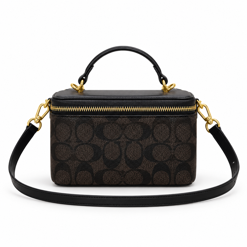 Elegant Black Monogram Box Crossbody Bag-2