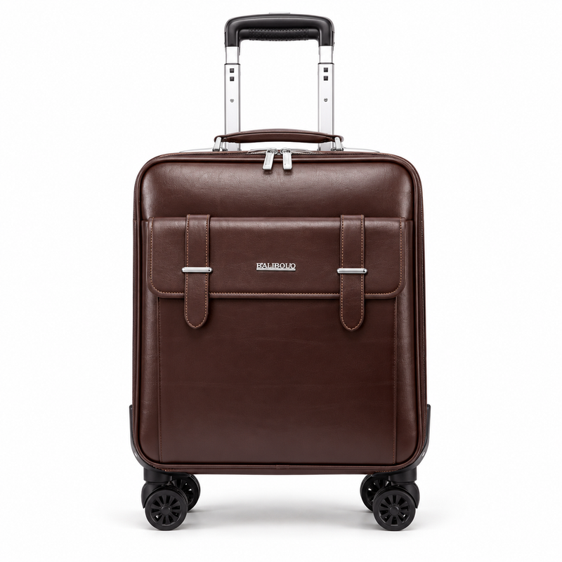 Classic Brown Spinner Trolley Travel Suitcase-4