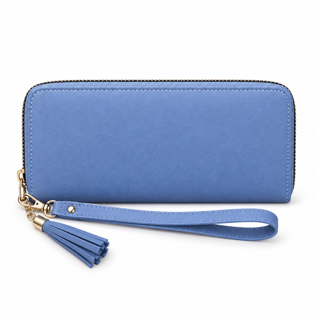 Blue Color Block Tassel Wristlet Wallet-3