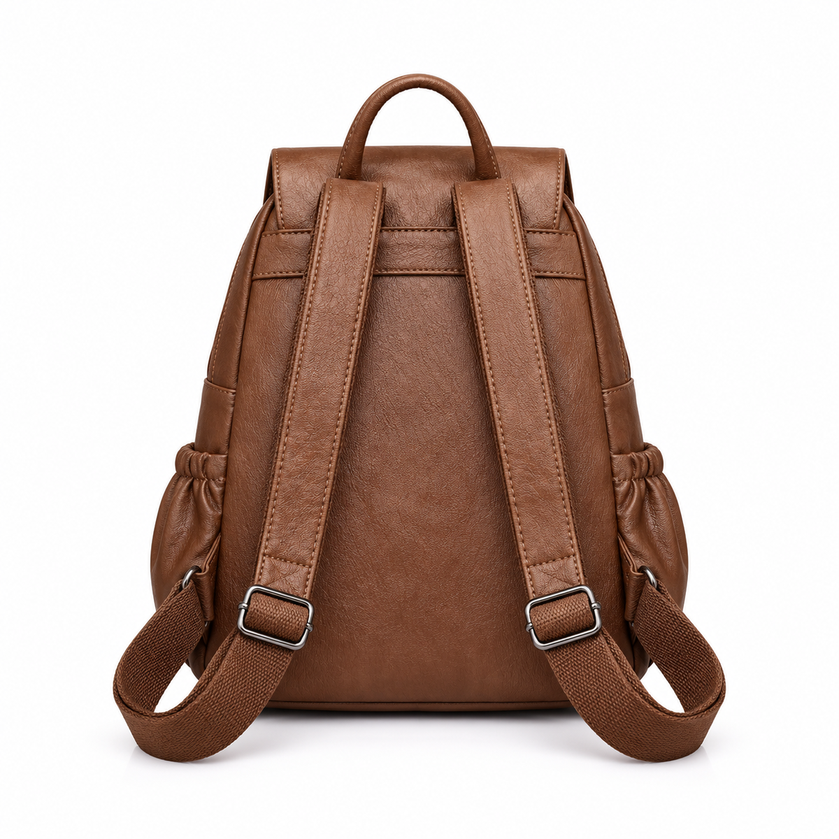 Brown Textured Backpack With Tassel Detail