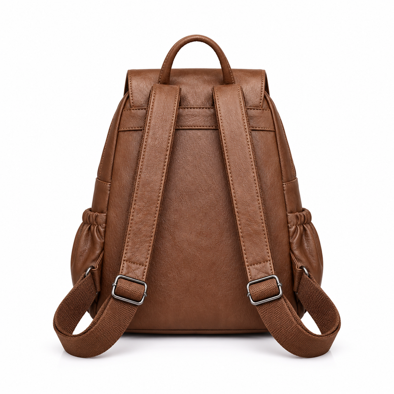Brown Textured Backpack With Tassel Detail-2