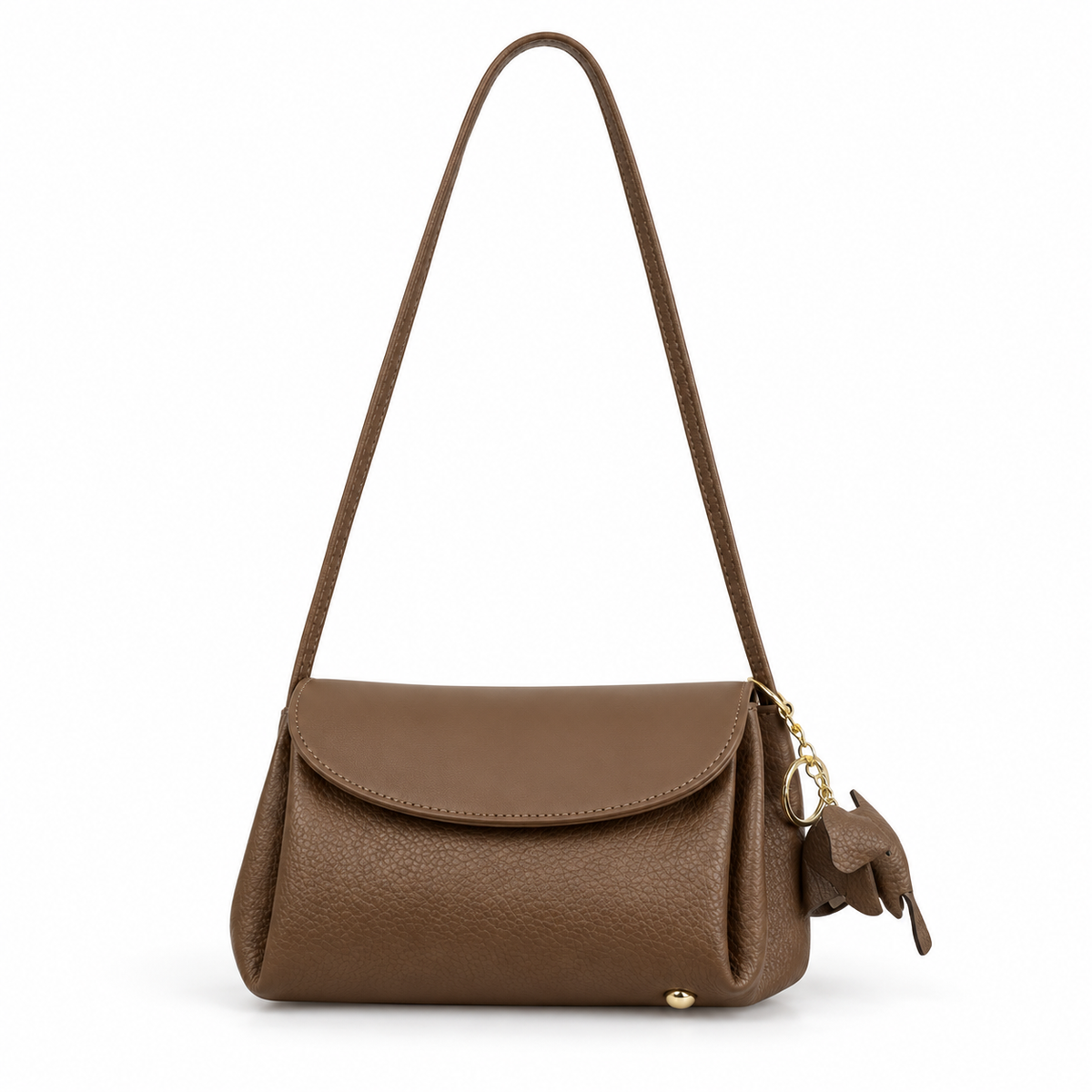 Elegant Brown Crossbody Bag With Charm-4