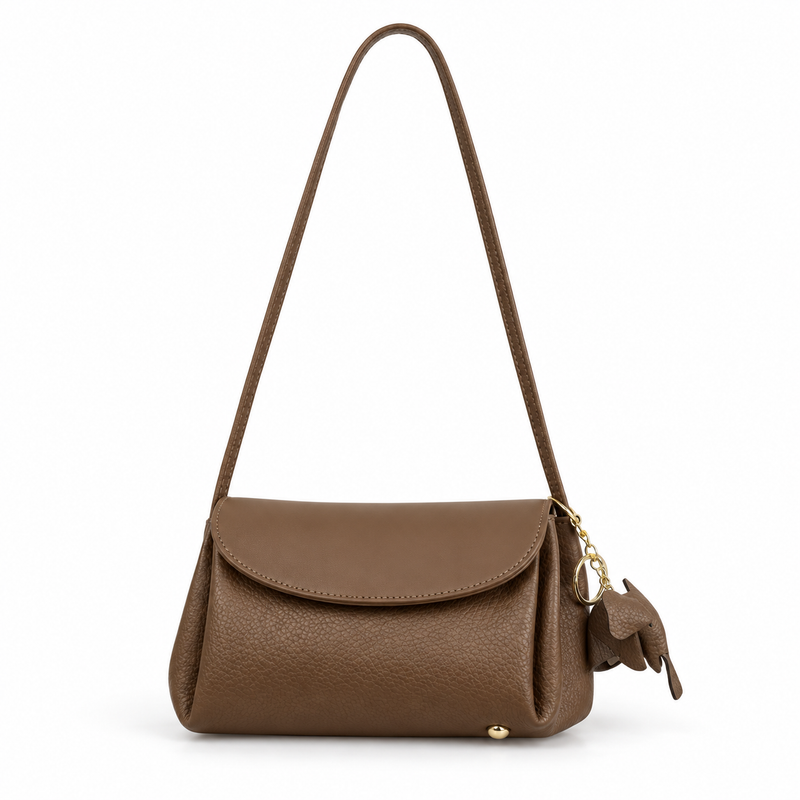 Elegant Brown Crossbody Bag With Charm-4