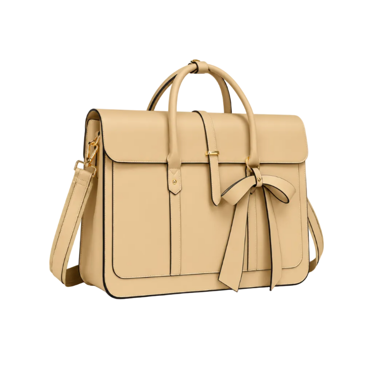 Turmeric Leather Bow Detail Laptop Bag-1