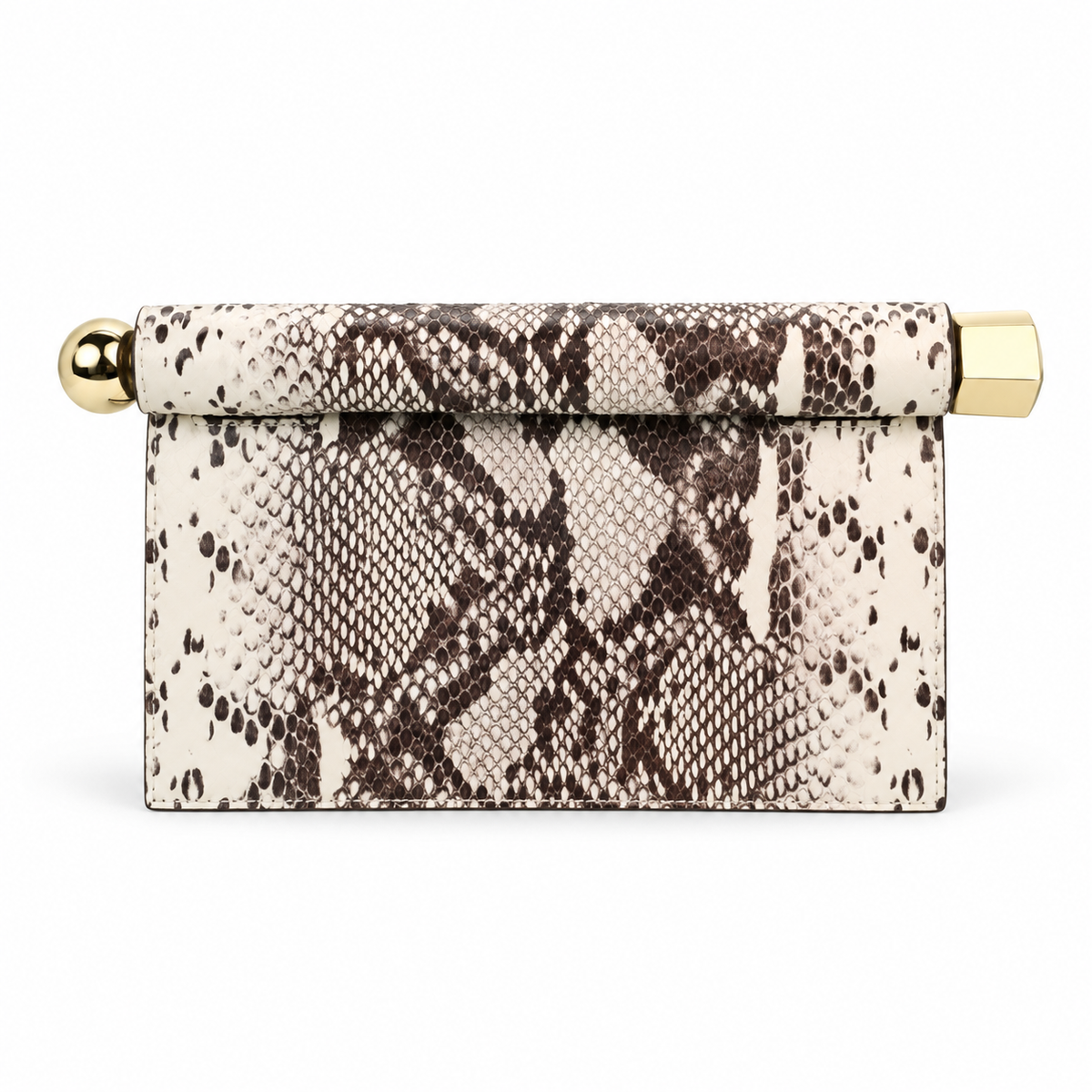 Elegant Snakeskin Print Leather Evening Clutch-2