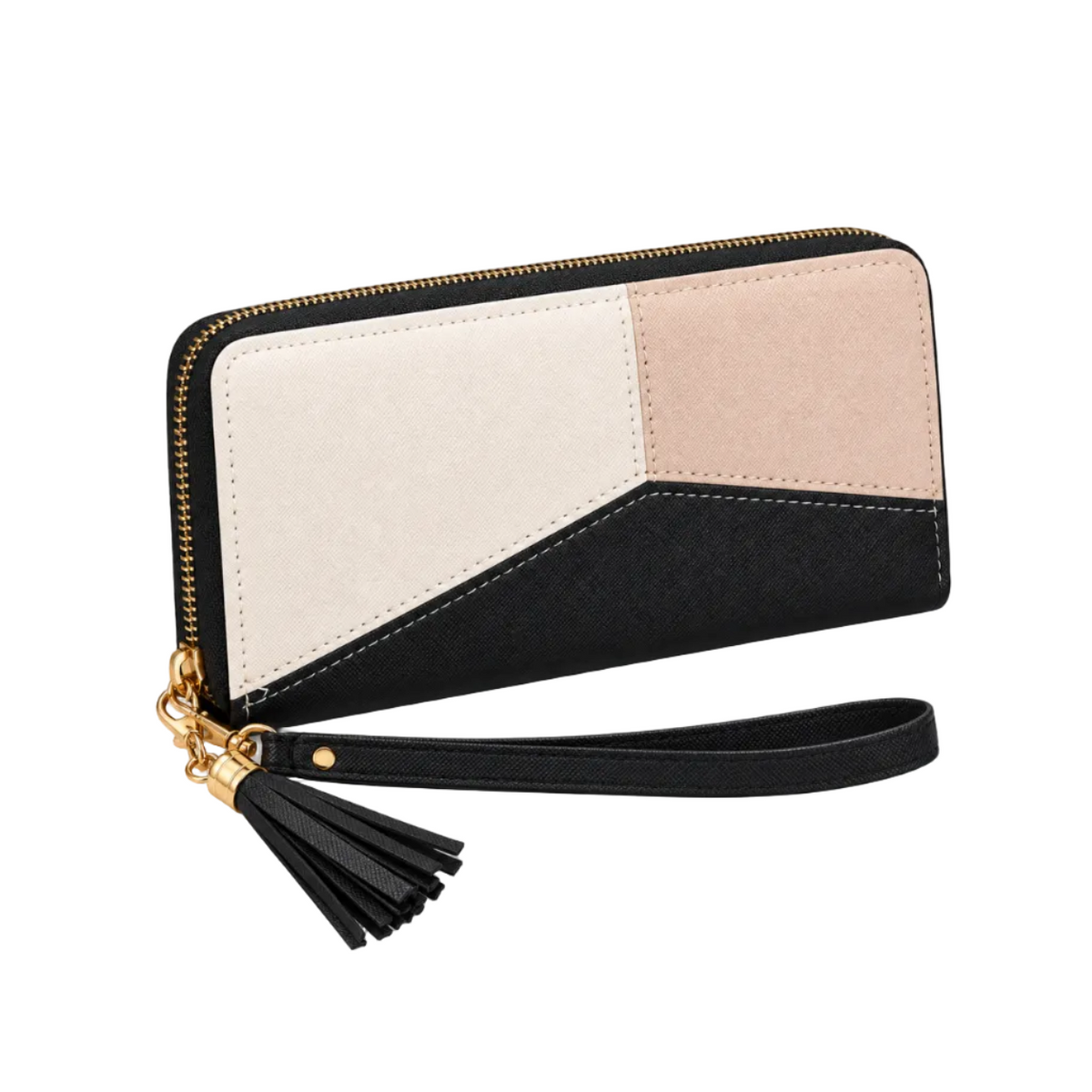 Blush Cream Geometric Tassel Wristlet Wallet-1