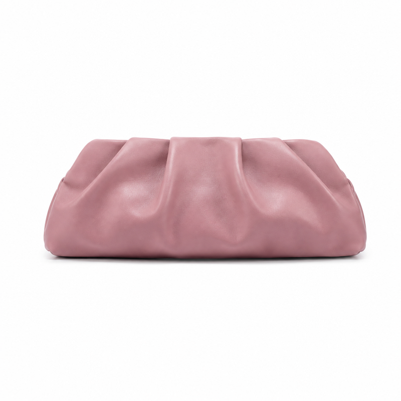 Blush Pink Ruched Cloud Clutch Bag-1