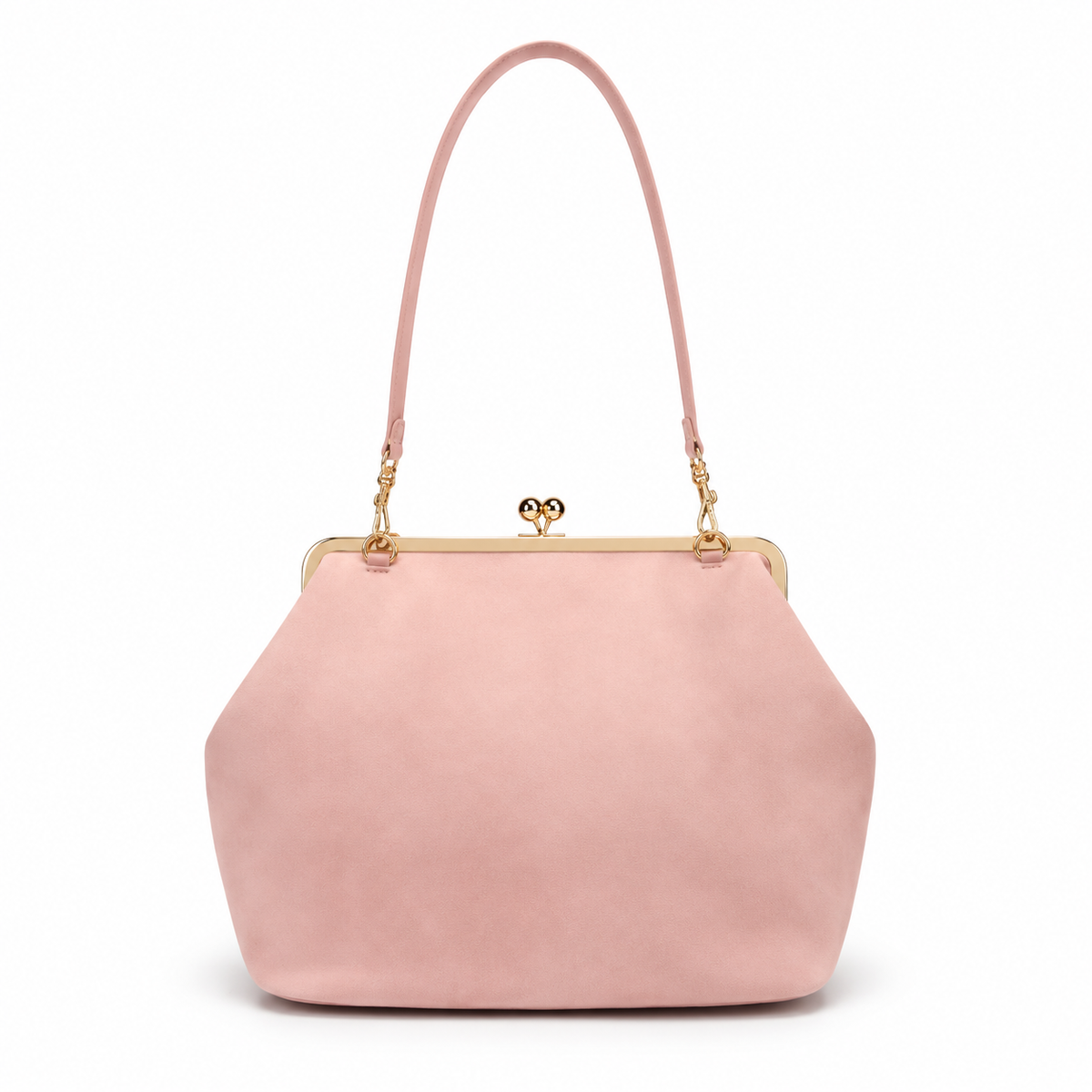 Blush Pink Vintage Kiss Lock Clutch Bag-4