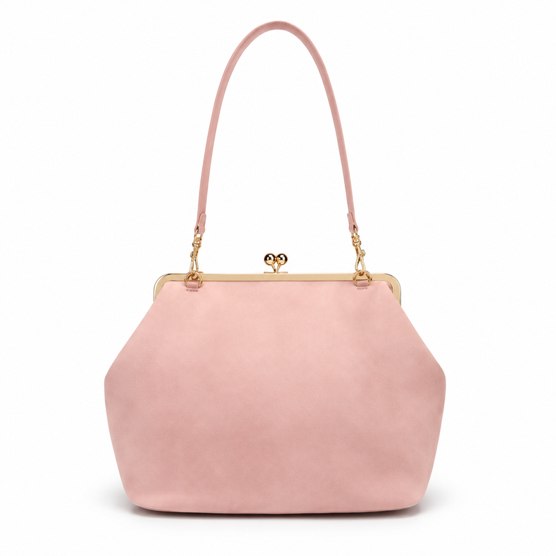 Blush Pink Vintage Kiss Lock Clutch Bag-4