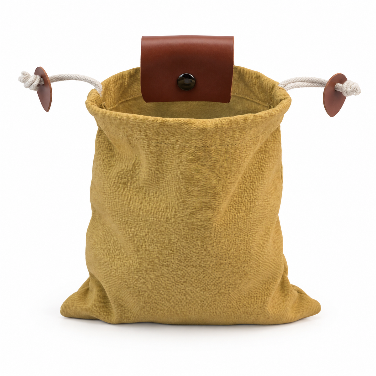Khaki Fabric Drawstring Waist Belt Pouch