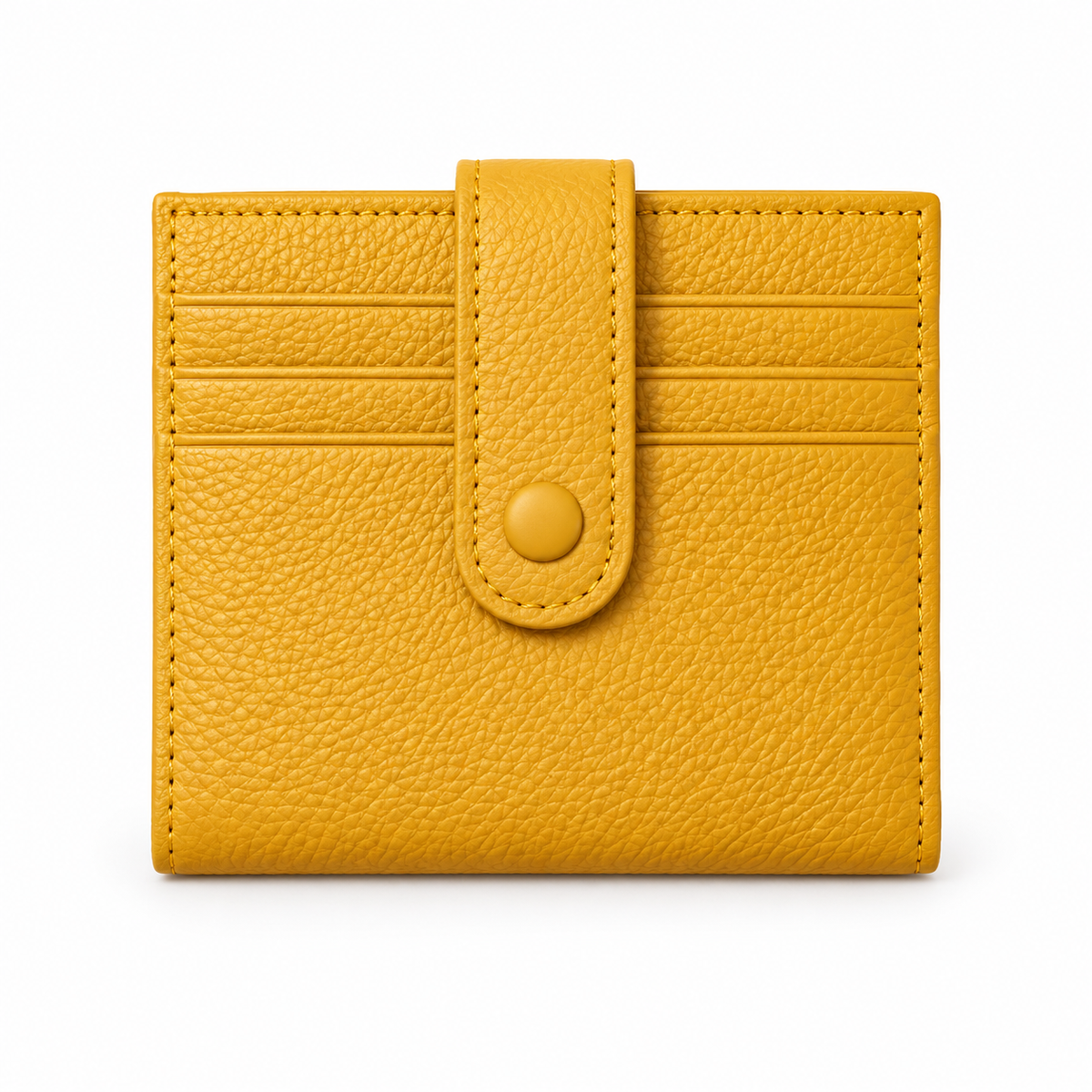 Mustard Yellow Textured Snap Closure Wallet-4