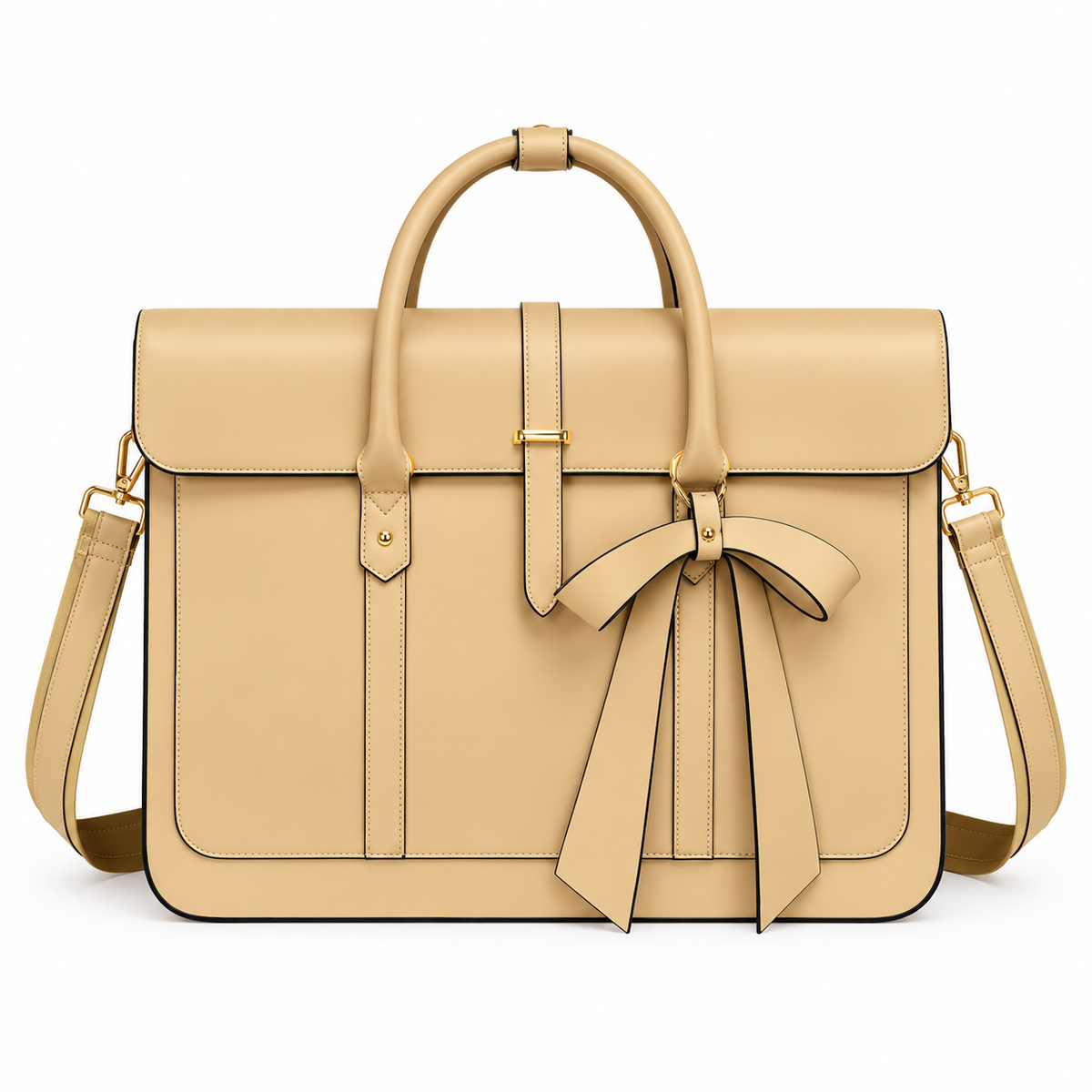 Turmeric Leather Bow Detail Laptop Bag-4