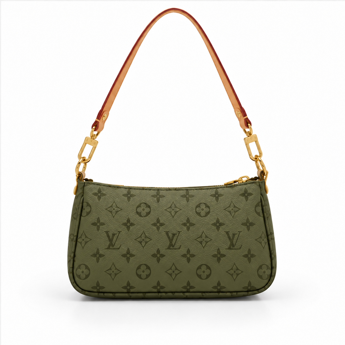 Army Green Monogram Chain Shoulder Bag-4
