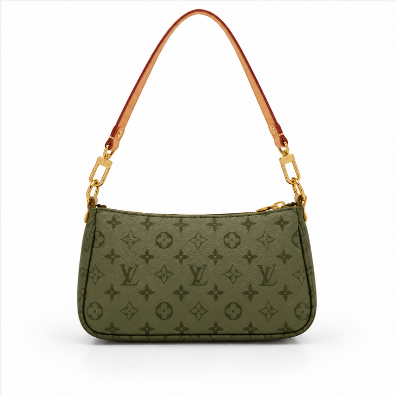 Army Green Monogram Chain Shoulder Bag-4
