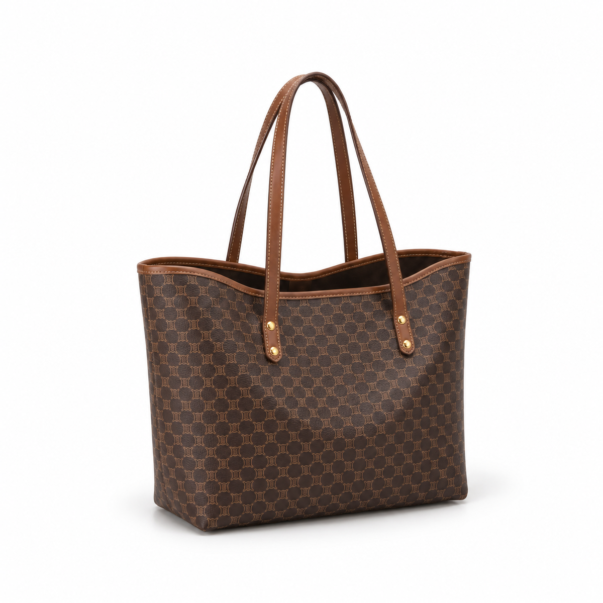 Coffee Monogram Pattern Everyday Tote Handbag-1