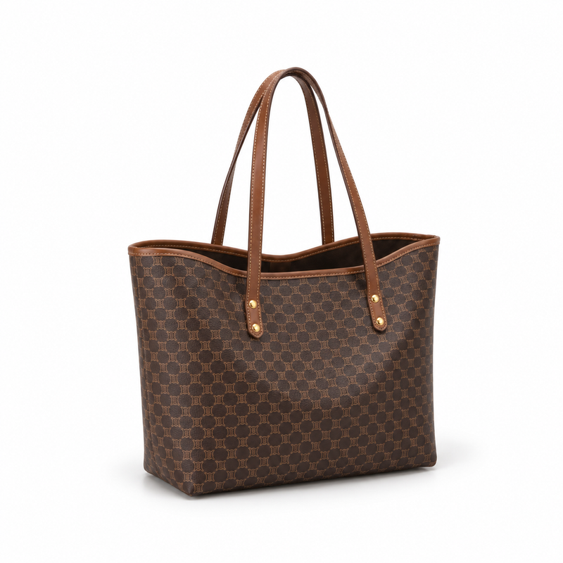 Coffee Monogram Pattern Everyday Tote Handbag-1