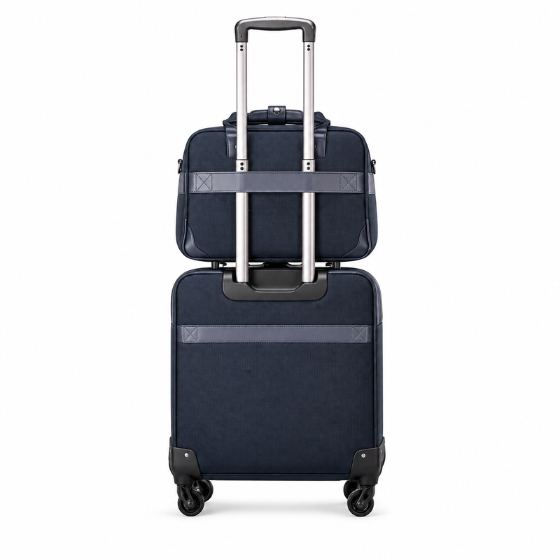 Navy Rolling Suitcase With Matching Tote-2