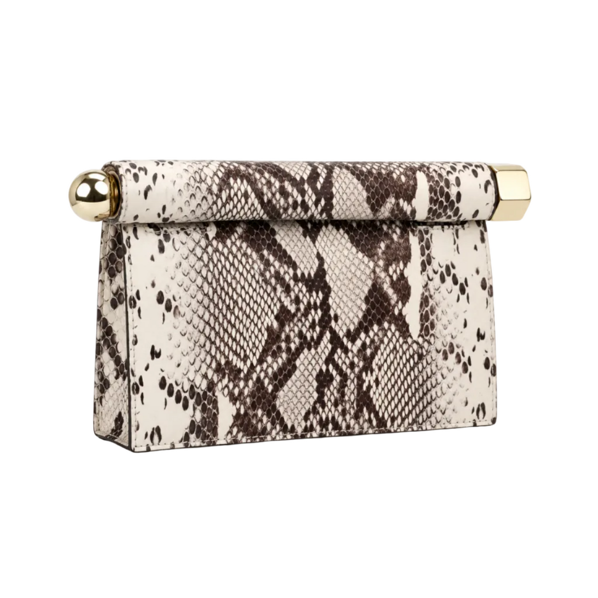 Elegant Snakeskin Print Leather Evening Clutch-1