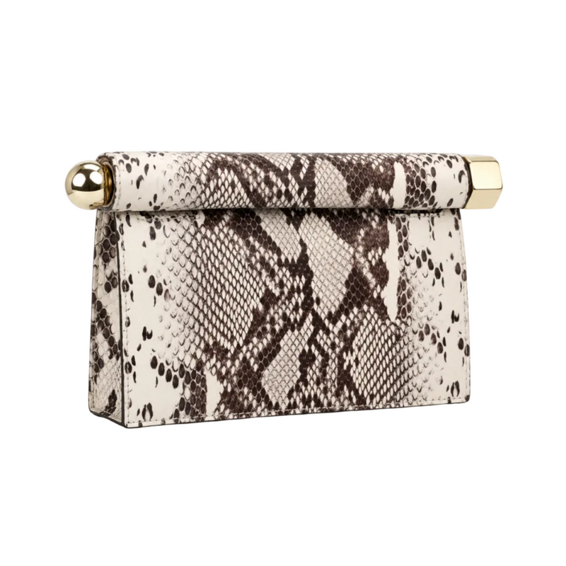 Elegant Snakeskin Print Leather Evening Clutch-1