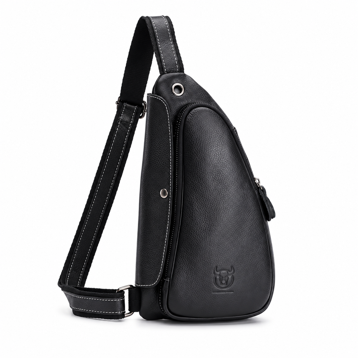 Black Textured Sling Bag With Strap-1