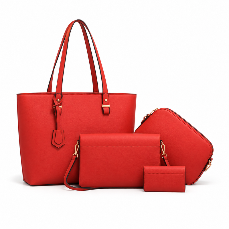 Elegant Red Four Piece Handbag Set-2