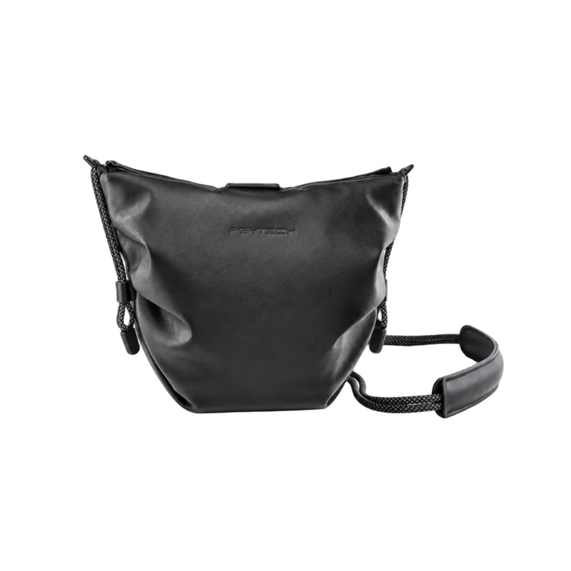 Black Textured Camera Bag With Strap-1