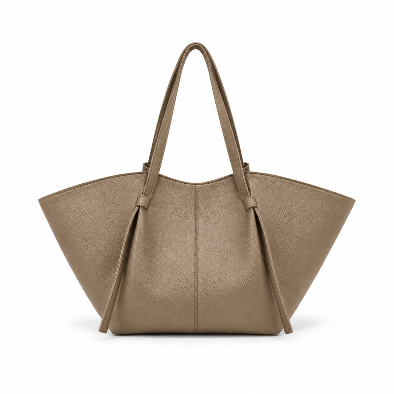 Khaki Textured Winged Everyday Tote Bag-4