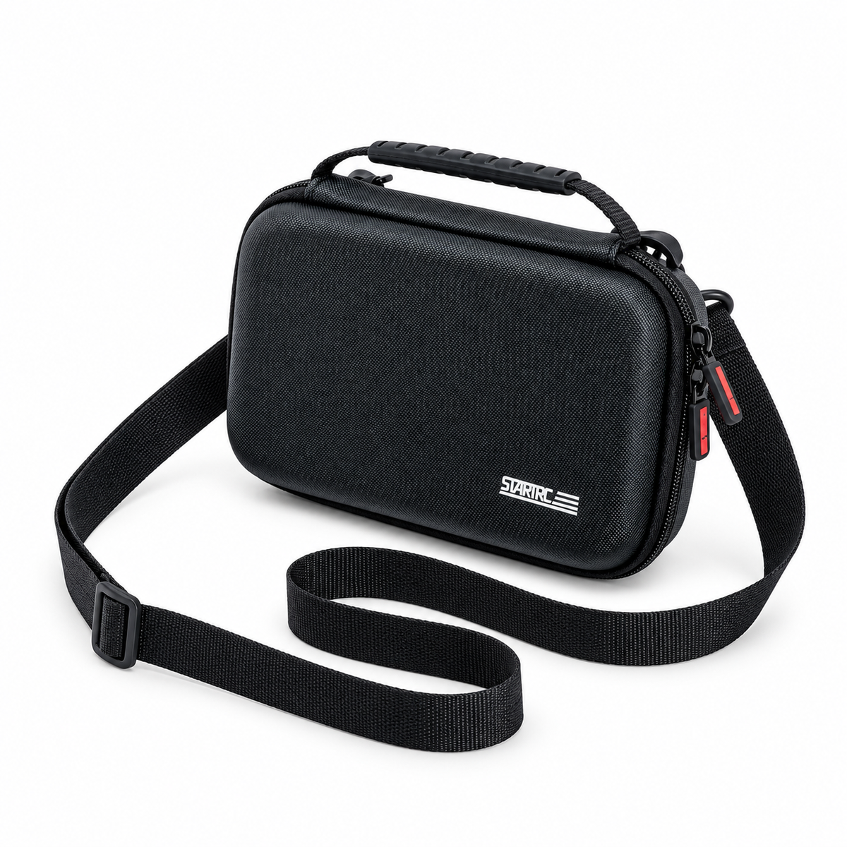 Black Textured Camera Bag With Strap-4
