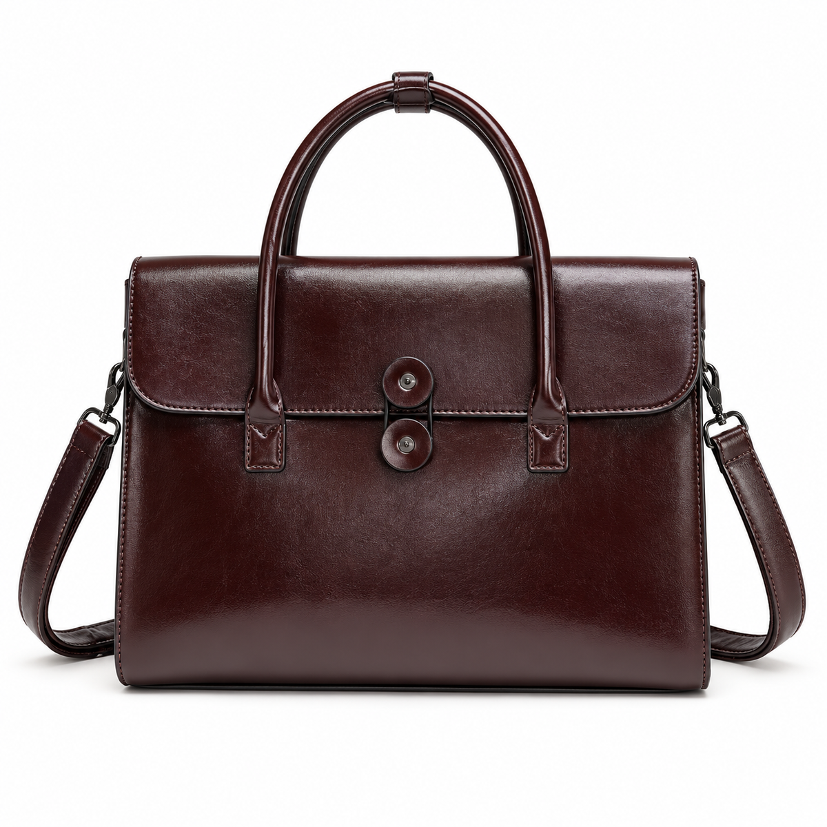 Classic Dark Brown Leather Business Briefcase-3