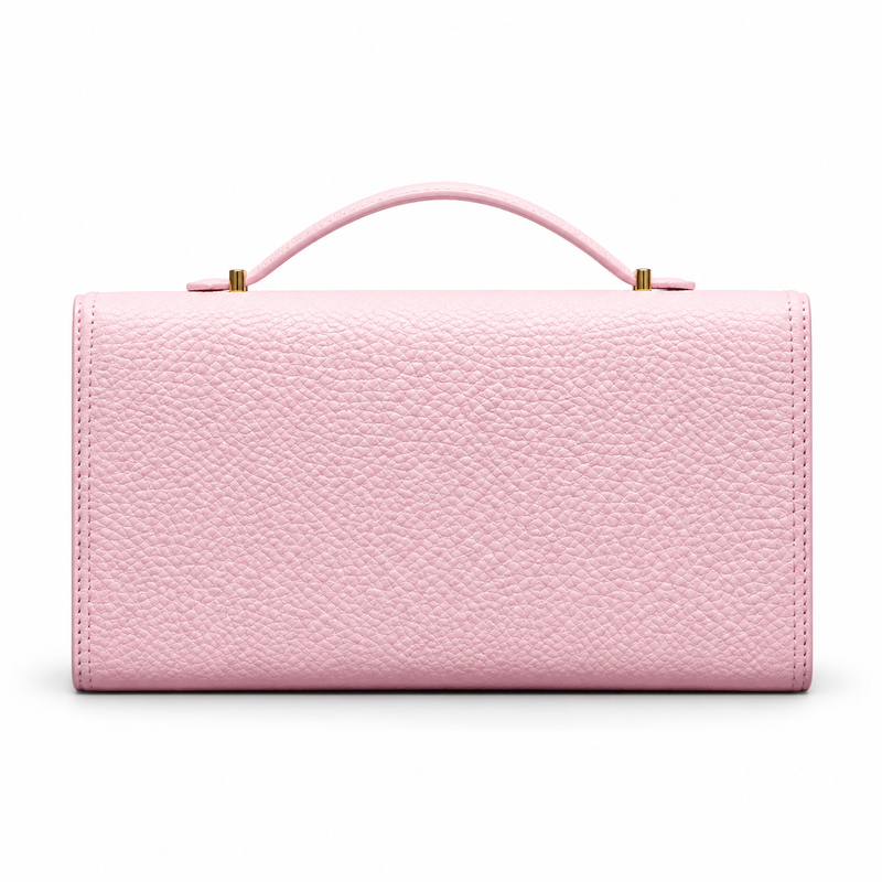 Elegant Pink Envelope Clutch With Handle-2