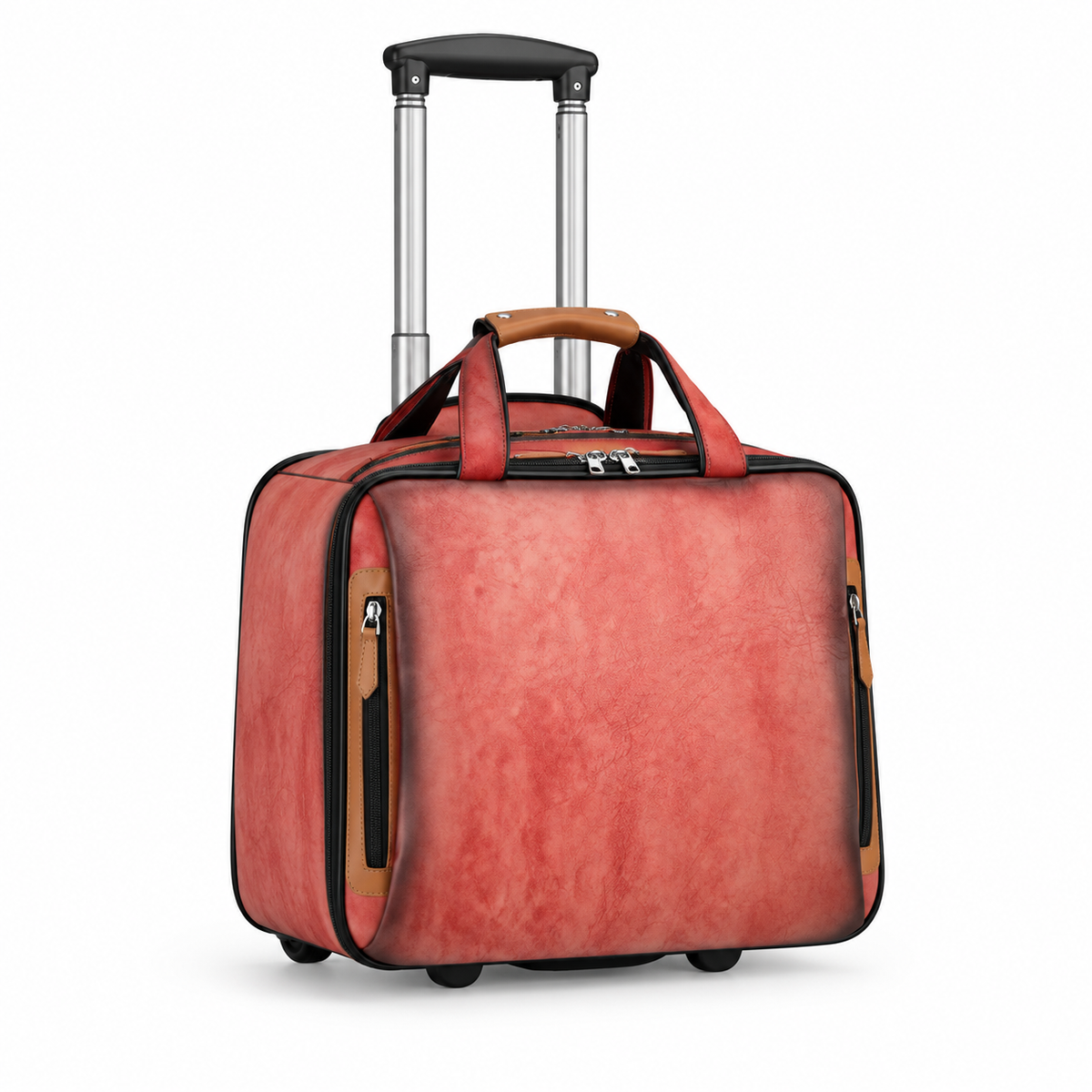 Coral Textured Rolling Travel Tote Bag-1