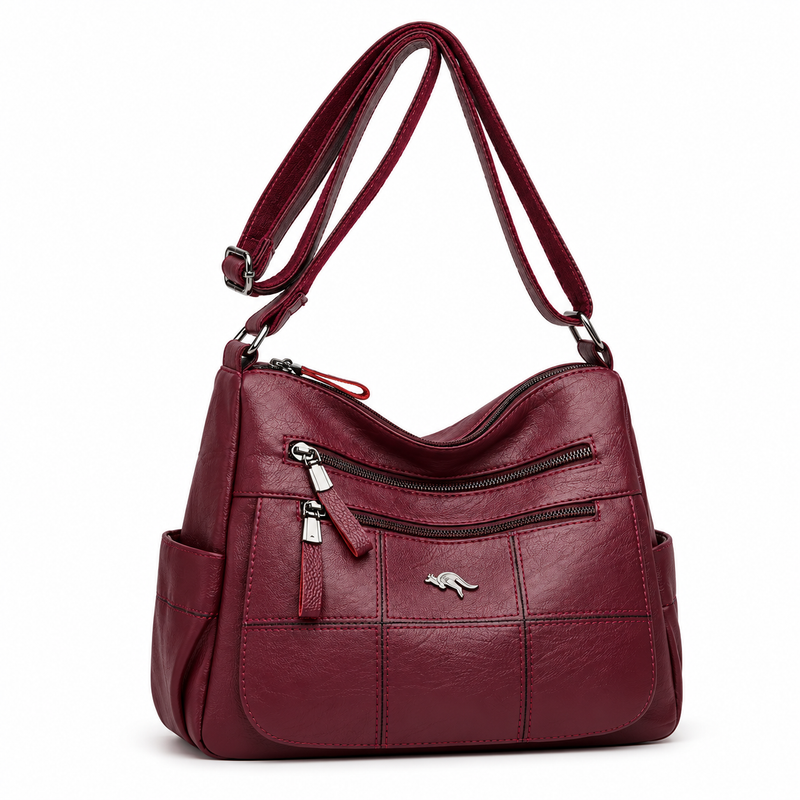Burgundy Multi Pocket Adjustable Crossbody Bag-1