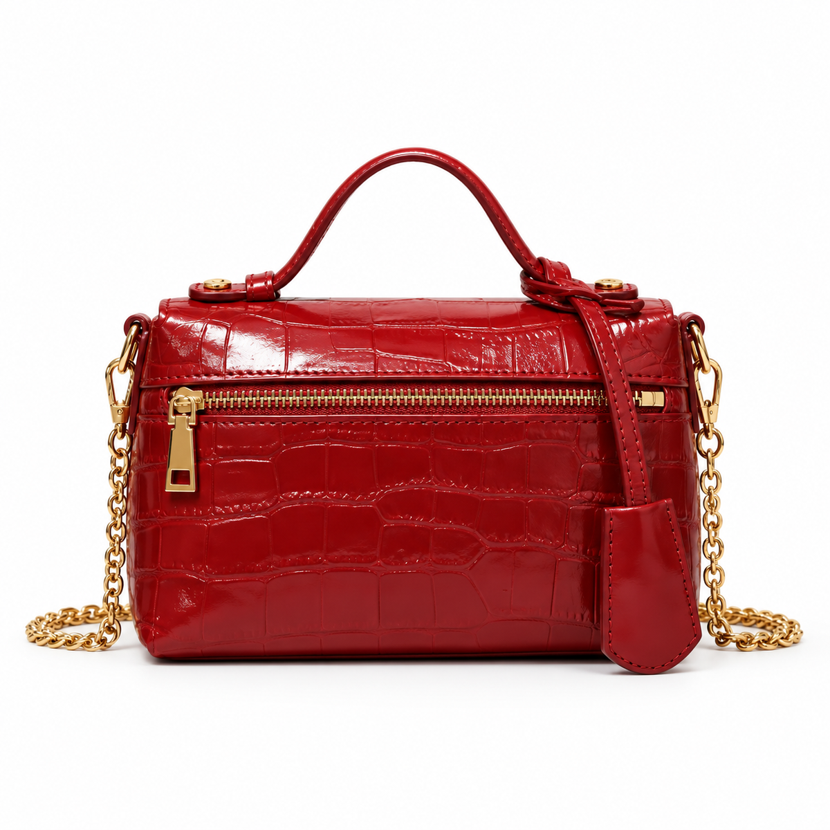 Elegant Crocodile Embossed Chain Crossbody Bag-4