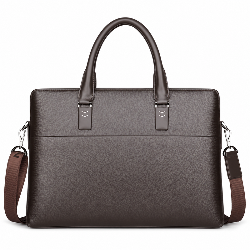 Classic Brown Leather Laptop Briefcase Bag-4