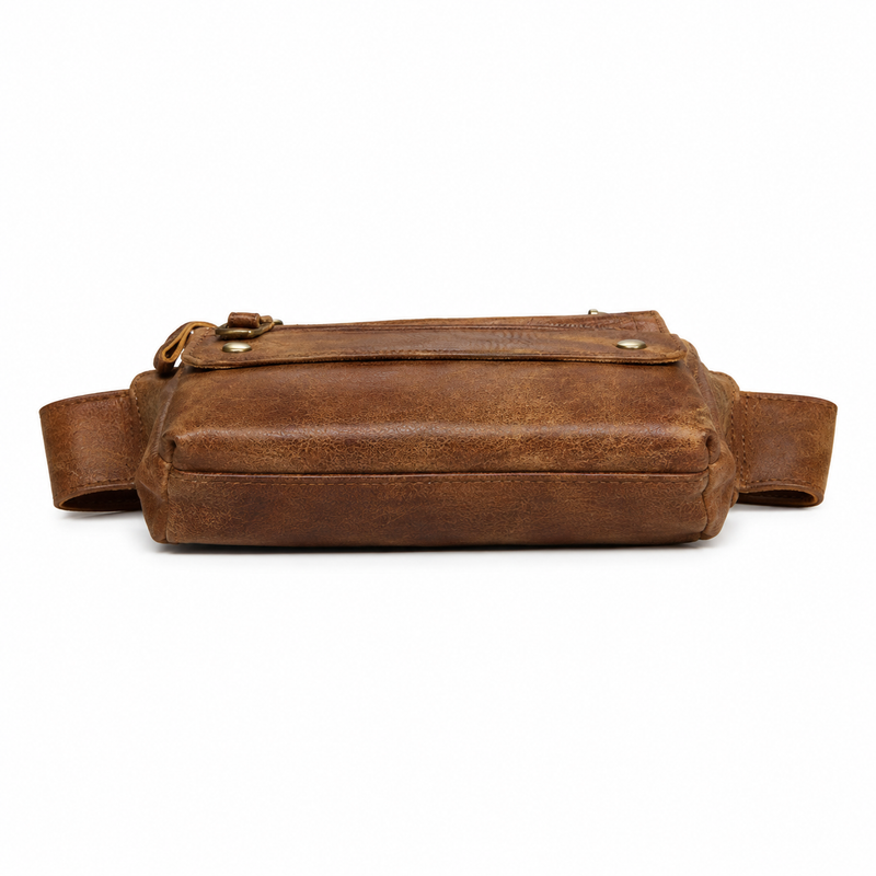 Vintage Brown Leather Waist Belt Bag-4