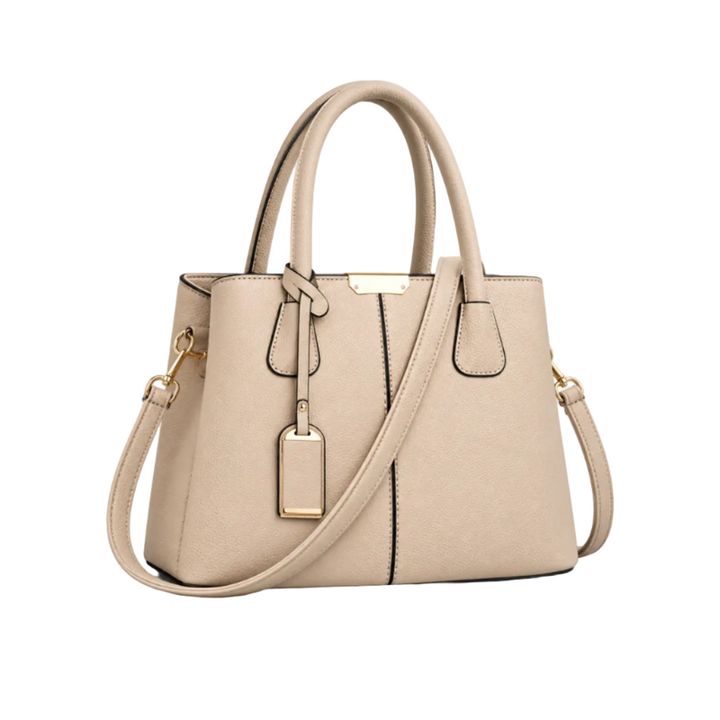 Elegant Beige Textured Tote Shoulder Bag-1