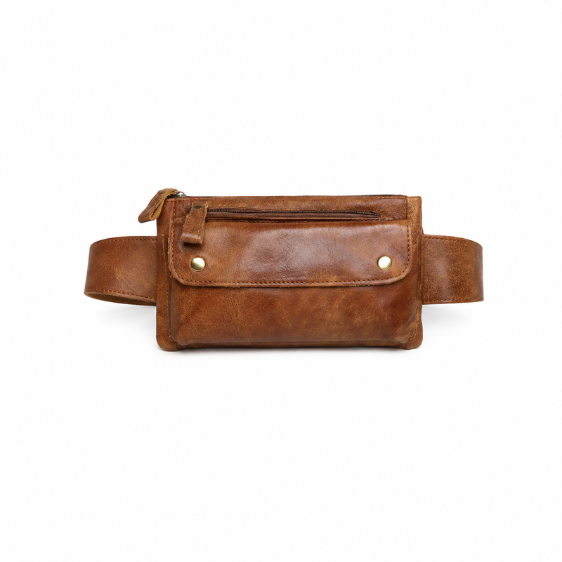 Vintage Brown Leather Waist Belt Bag-3